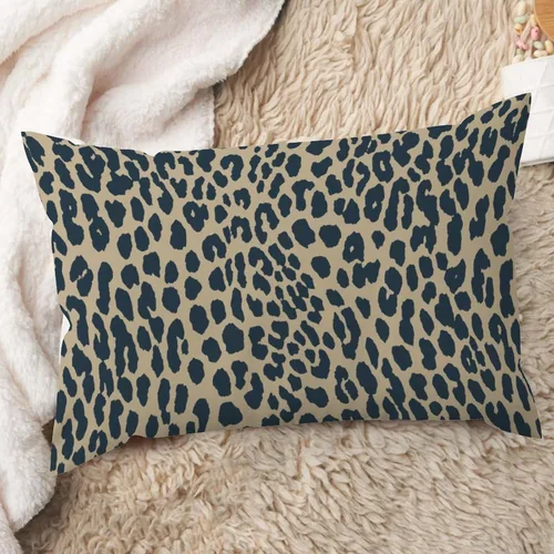 Vista 10 de ArogGeld Funda de cojín lumbar con estampado de leopardo y guepardo negro, funda de almohada para sofá, con manchas de animales marrones y negros