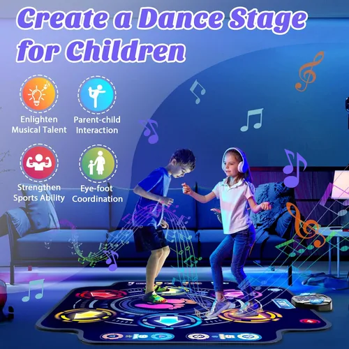 Vista 7 de KIZJORYA - Alfombrilla de baile para niños, almohadilla de baile electrónica iluminada con Bluetooth 5 Speeds 9 Levels, Music Game Dance Toy
