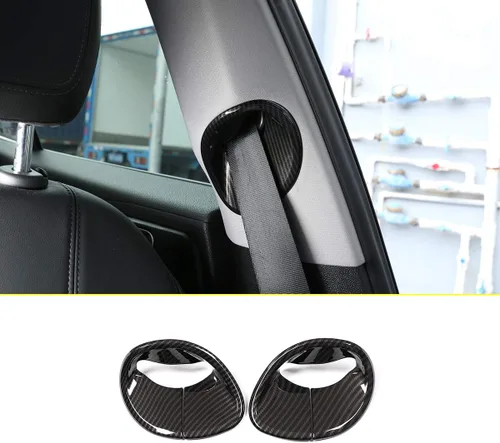 Vista 6 de ABS coche interior cinturón de seguridad delantero cinturón de seguridad cubierta ajuste adhesivo para Alfa Romeo Giulia 2017 2018 2019 Auto Fibra