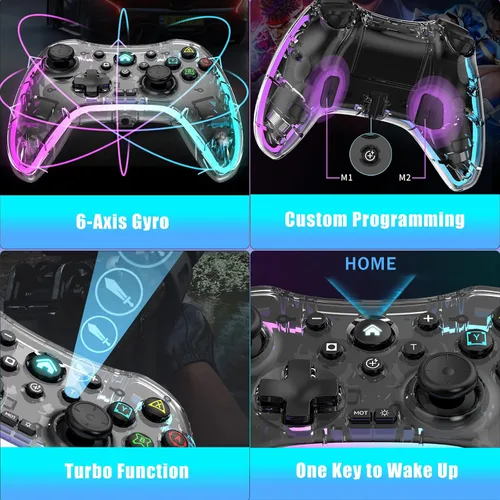 Vista 3 de arVin Mobile Game Controller for iPhoneiPadiOSAndroidTabletPCPS5PS4PS3Switch Transparent Bluetooth Gaming Gamepad Joystick with Phone HolderBack