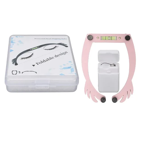 Vista 7 de Juego de reglas de marcador de línea de cejas, herramienta de cuerda de mapeo de cejas plegable Hilo Microblading Line Marker Kit de regla