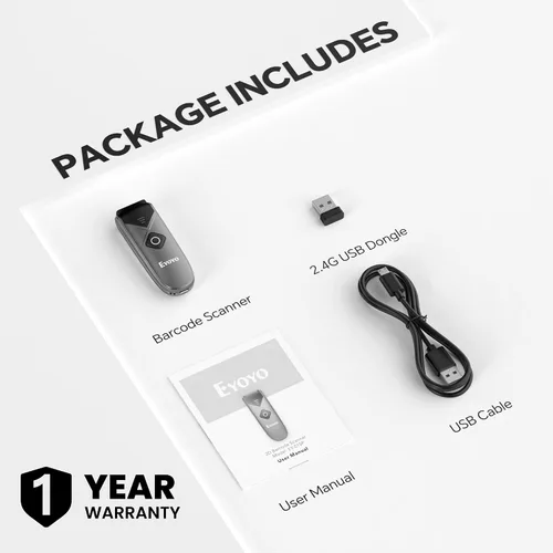 Vista 8 de Eyoyo Escáner de código de barras Bluetooth 2D y 1D, mini lector de código de barras inalámbrico portátil con conexión inalámbrica