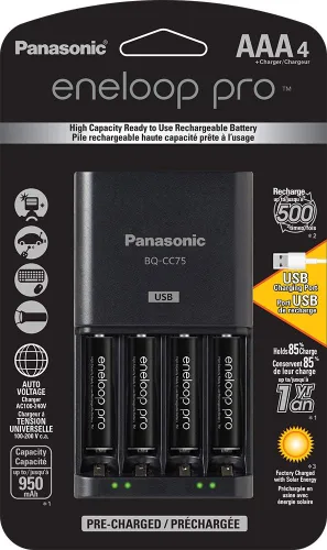 Vista 2 de Panasonic Eneloop pro - Batería recargable con cargador avanzado (4 pilas AAA, 950 mAh)