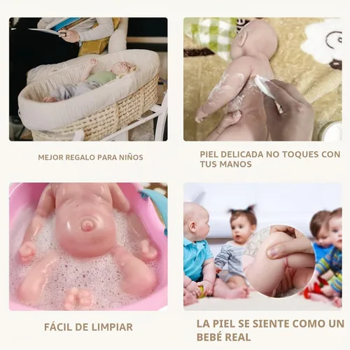 Vista 4 de AISITE Paquete combinado de muñecas de bebé Reborn, no muñecas de vinilo, muñeca de bebé recién nacida de silicona suave realista, muñecas de bebé