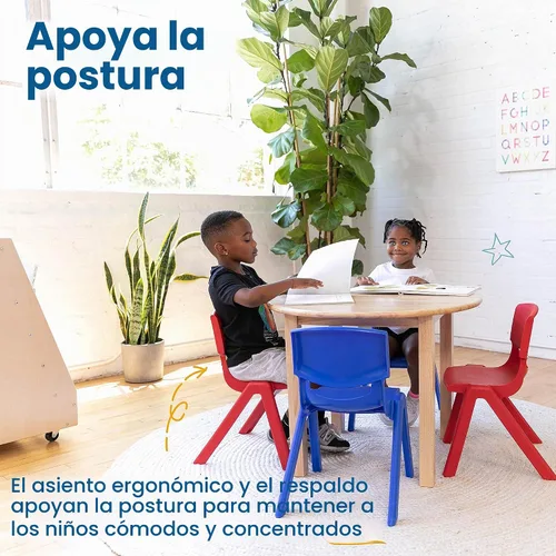 Vista 6 de ECR4Kids Silla apilable de plástico de 12 pulgadas, muebles de aula, azul, 10 piezas Plástico duradero, certificado GREENGUARD Gold, 4-6 años