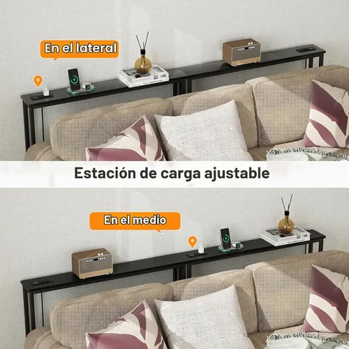 Vista 4 de ELYKEN - Mesa consola estrecha de 39.4 pulgadas con tomacorriente, mesa de sofá detrás del sofá