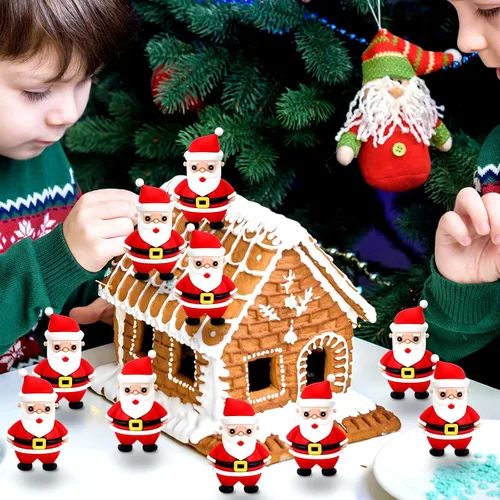 Vista 5 de Liliful 36 Piezas Decoraciones de Santa de Navidad Figuritas de Santa Figuras Coleccionables en Miniatura de Mesa Calcetines Rellenos de Navidad
