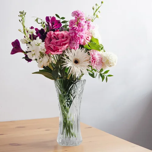 Vista 7 de CS - Jarrón de cristal de 12 pulgadas de alto, diseño de col, para flores y decoración. Bonita pieza brillante. Perfecto como regalo, adecuado