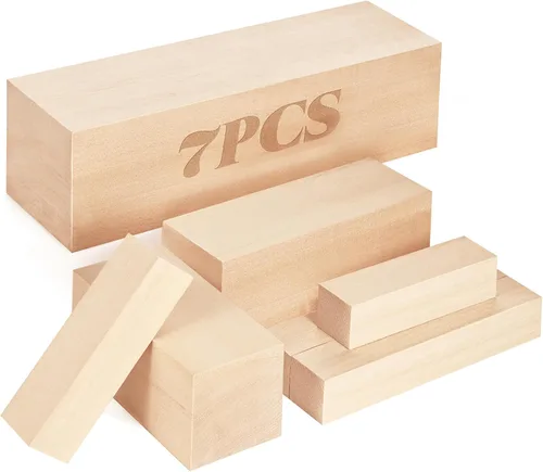 Vista 12 de Kit de bloques de tallado de tilo sin terminar, paquete de 12 bloques rectangulares de madera para tallar, manualidades y tallado para adultos 12