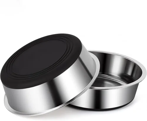 Vista 11 de Cuencos para perros, acero inoxidable de grado alimenticio para alimentos y agua, paquete de 2, 3 tazas Negro