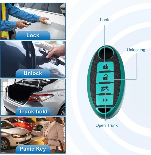 Vista 3 de X AUTOHAUX Funda de silicona para llavero inteligente para Nissan Cabstar 2008-2009, protector sin llave, color verde