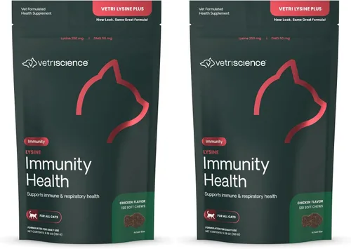 Vista 10 de VetriScience Gomitas de Lisina para la Salud de la Inmunidad, 250 mg de Lisina Plus Suplemento Inmunológico para Gatos y Gatito con Alergias
