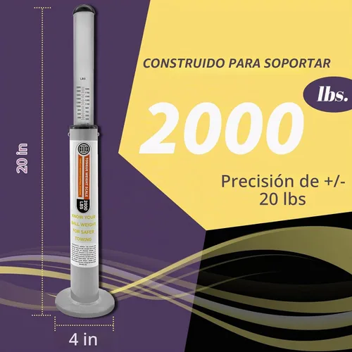 Vista 2 de Báscula de peso de lengua de remolque de 2000 libras de capacidad, báscula de enganche de remolque portátil para remolque seguro, distribución