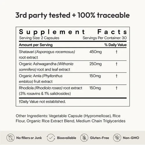 Vista 8 de Moon Juice SuperYou Suplementos de Ashwagandha con Rhodiola, Shatavari y Amla - Reductor de Cortisol para Energía, Estado de Ánimo, Enfoque y Apoyo