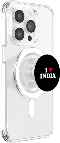 Vista 3 de Country Heart Pride - Funny I Love India PopSockets MagSafe PopGrip for iPhone