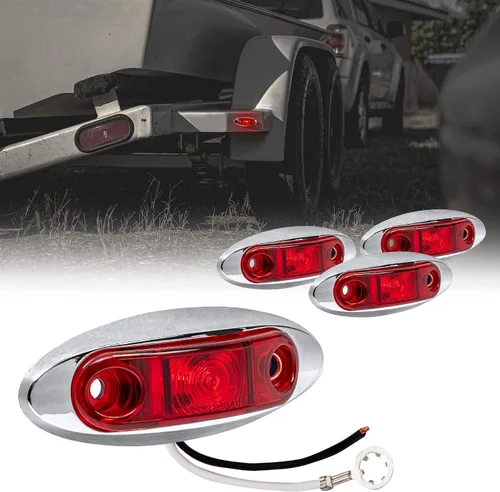 Vista 33 de TRUE MODS Luz de marcador LED de 2.5" ámbar para remolque con bisel cromado [DOT FMVSS 108] [SAE P2] [montaje superficial] [impermeable IP67] Luces