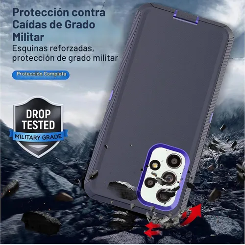 Vista 4 de YmhxcY Funda A53 5G, a prueba de caídas, 3 capas, duradera, a prueba de golpes, protección contra caídas, funda protectora de goma sólida mate