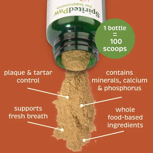 Vista 5 de Spirited Paw Dental - Soporte bucal saludable para gatos y perros, ambientador de aliento rico en minerales, escamas orgánicas de algas y perejil