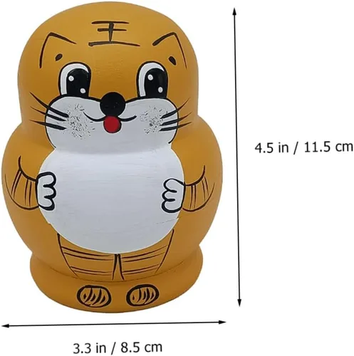 Vista 2 de TOYANDONA 1 juego de muñecas de anidación de tigre, muñecas rusas para niños, regalo para niños, juguetes de rompecabezas de juguete para niños