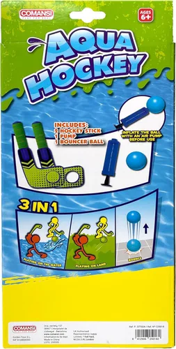 Vista 4 de COMANSI - El juego Aqua Water incluye 1 pelota inflable + 2 paletas de hockey infladoras con aguja. Fácil y seguro de usar en exteriores e interiores