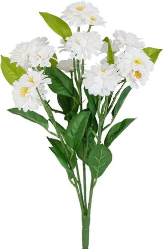 Vista 5 de Factory Direct Craft Arbusto artificial de zinnia crema para decoración de Pascua y arreglos de primavera a verano