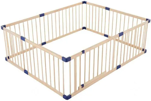 Vista 21 de Jolan Corralito de madera para bebés, valla de seguridad anticaídas, con puerta, para interiores y exteriores, centro de actividades para niños