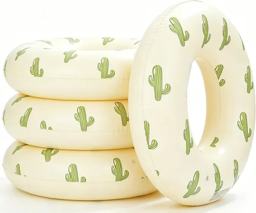 Vista 9 de 4 Pack Striped Large Inflatable Swim Rings, 35" Summer Adult Pool Float for Beach & Pool