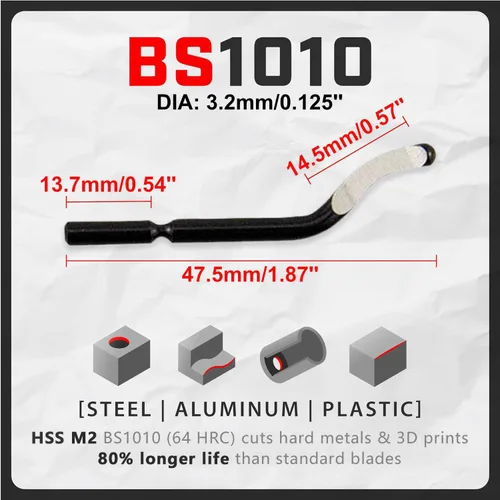 Vista 9 de AFA Tooling - Herramienta de desbarbado con 11 cuchillas HSS M2 - Mango de aluminio micropulido y anodizado con agarre moleteado de diamante - Ideal
