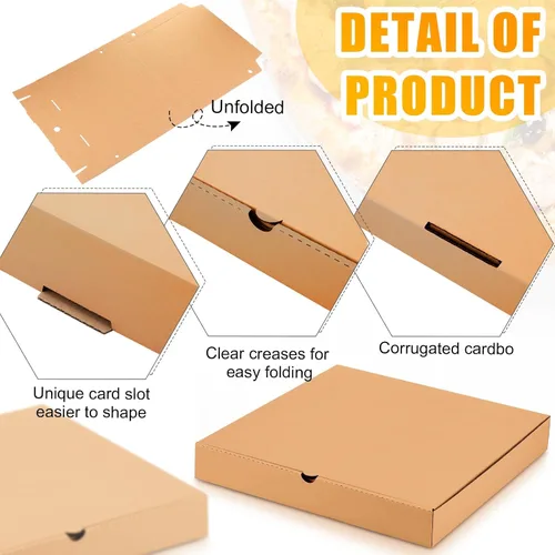 Vista 3 de 100 cajas de pizza de 12 x 12 pulgadas a granel de cartón vacío de 12 pulgadas, caja de pizza cuadrada reutilizable para comida para llevar