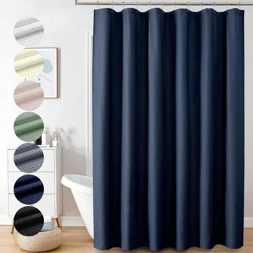 Vista 13 de OVZME Cortina de ducha de tela Berry Stall de 36 x 72 pulgadas, suave y gofre, pequeña cortina de ducha negra para baño con textura para un
