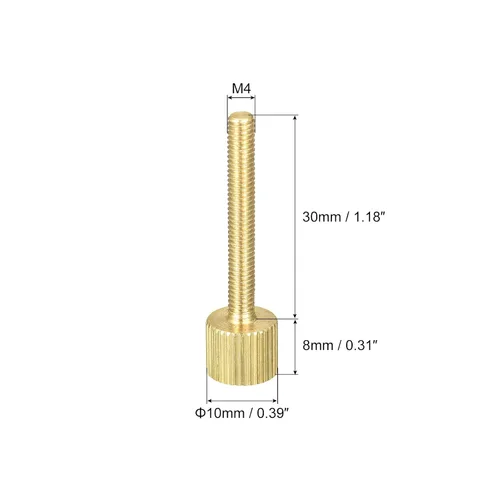 Vista 2 de uxcell Tornillos moleteados para pulgar, pernos planos de latón M4x30mm, perillas de agarre para PC, electrónico, mecánico, 8
