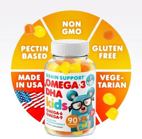 Vista 6 de DR. MORITZ Gomitas veganas Omega 3 para niños y niños pequeños (90 unidades), gomitas Omega 3 para niños para la salud del cerebro y el corazón, sin