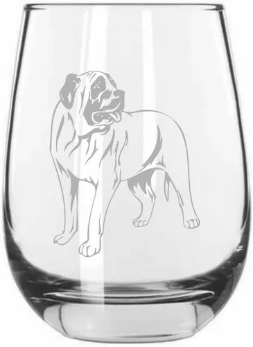 Vista 543 de Shar Pei (chino) - Vaso de vino sin tallo grabado para perro, 15.25 onzas