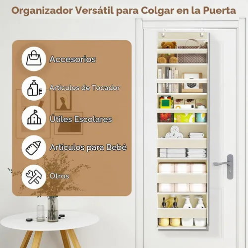 Vista 9 de Organizador para colgar sobre la puerta, 6 niveles detrás de la puerta Beige