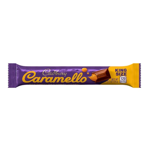 Vista 4 de CADBURY CARAMELLO - Barras de caramelo de chocolate con leche, tamaño King, 2.7 onzas (18 unidades) Barras de caramelo de chocolate con leche