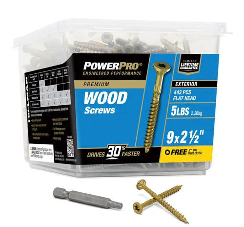 Vista 11 de Power Pro Tornillos de madera para exteriores de alta calidad, tornillos de cubierta multiusos #8 x 1-1/2 pulgadas para proyectos al aire libre