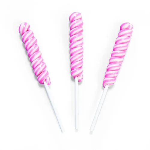 Vista 4 de Mini piruletas Twisty, ventosas, dulces de carnaval, bufé de dulces, 48 piezas, envueltas individualmente (rosa caliente)