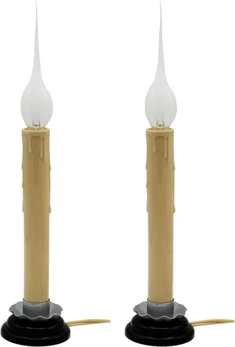 Vista 7 de Creative Hobbies Lámpara de vela eléctrica rústica de 7 pulgadas con interruptor de encendido/apagado, cable marfil de 5 pies, base de metal