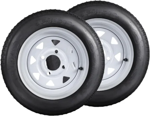 Vista 17 de Neumáticos y Llantas de Remolque ST175/80D13 175 80 13, 5 Pernos en 4.5", Rueda de Radios Blancos Rango de Carga C, 6 Capas, Juego de 2