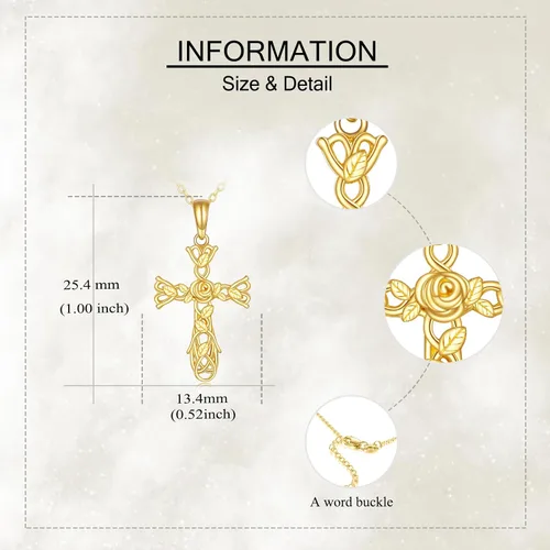 Vista 5 de ELFRONT 14K Solid Gold CrossHecate Necklace for Women Delicate Gold Tree of Life Cross Pendant Necklace Religious Jewelry Gifts for Girl Wife Mom