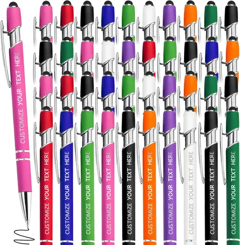 Vista 14 de Bolígrafos personalizados con lápiz óptico y grabado gratis, bolígrafos personalizados para negocios, graduación, aniversarios (hasta 500 unidades)