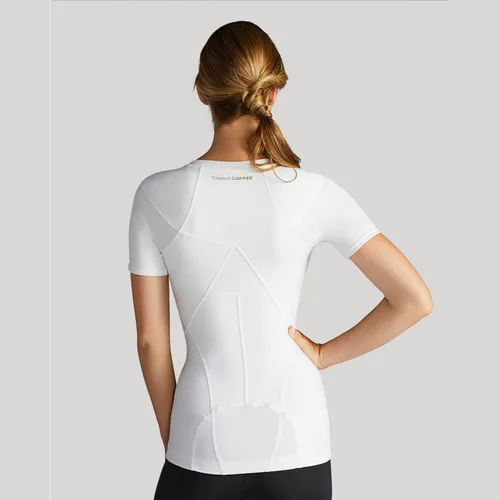 Vista 3 de Tommie Copper Camisa de compresión de manga corta con cuello en V para mujer con cremallera frontal Corrector de postura Soporte de espalda