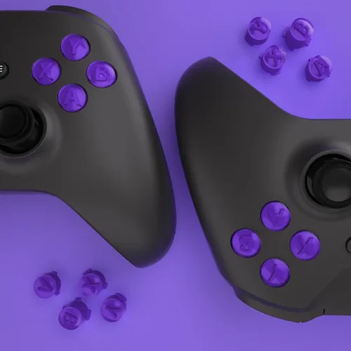 Vista 6 de eXtremeRate Botones de acción ABXY personalizados de repuesto para controlador Xbox Series X y S, símbolos clásicos de tres tonos púrpura