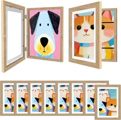 Vista 16 de Paquete de 4 marcos de arte para niños de 8.5x11 pulgadas, marcos reversibles cambiables para exhibición de fotos, almacenamiento para proyectos