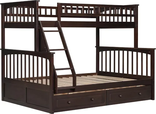 Vista 7 de Harper & Bright Designs Litera convertible de madera individual sobre cama matrimonial con 2 cajones de almacenamiento y escalera, se puede dividir