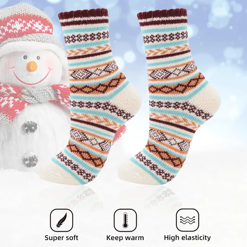Vista 2 de Zando Calcetines de lana para mujer, calcetines atléticos de invierno, calcetines cálidos de lana merina, calcetines suaves y gruesos de media