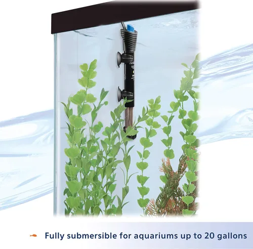 Vista 5 de Aqueon Calentador sumergible para acuario, 50 vatios, hasta 20 galones Calentador de acuario de 50 vatios para tanques de agua dulce y salada