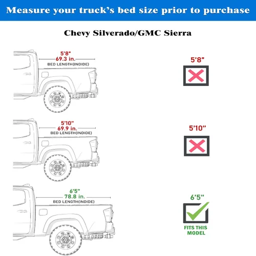 Vista 5 de Toptiny Cubierta enrollable suave para caja de camioneta, SR004, compatible con Chevy Silverado 2014 - 2018, GMC Sierra de 6 pies 5 pulgadas