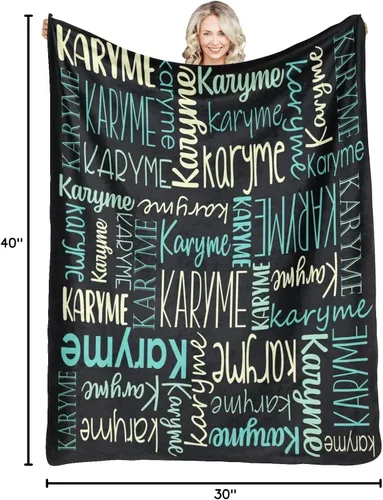 Vista 8 de Mantas personalizadas con nombres, regalos para bebés, niñas y niños, manta personalizada de vellón suave y sherpa con nombre para niños y adultos