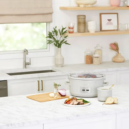 Vista 5 de Crock-Pot Olla de cocción lenta Cook and Carry de 7 cuartos con control táctil, 4 configuraciones preprogramadas, recipiente de cerámica extraíble